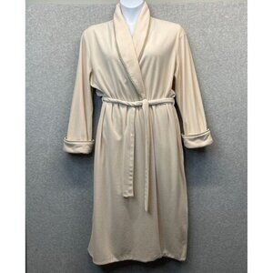 Diamond Tea Robe Ivory Midi Velour Retro Glam Regency Vintage‎ Wrap Tie Waist